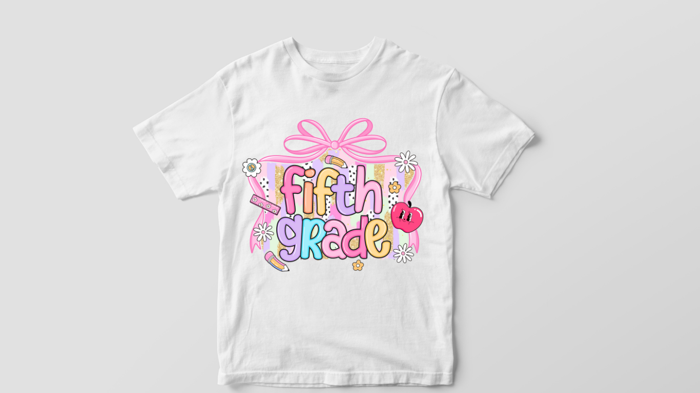 🎀 Girls Pastel Back-to-School Grade Shirts – Pre-K to 6th Grade 🎀