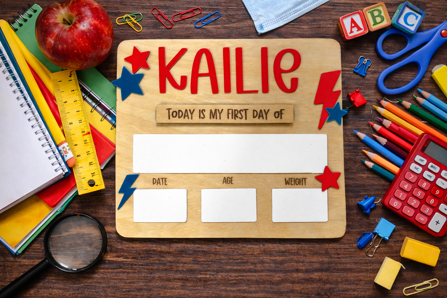 π Simple Personalized First & Last Day of School Board