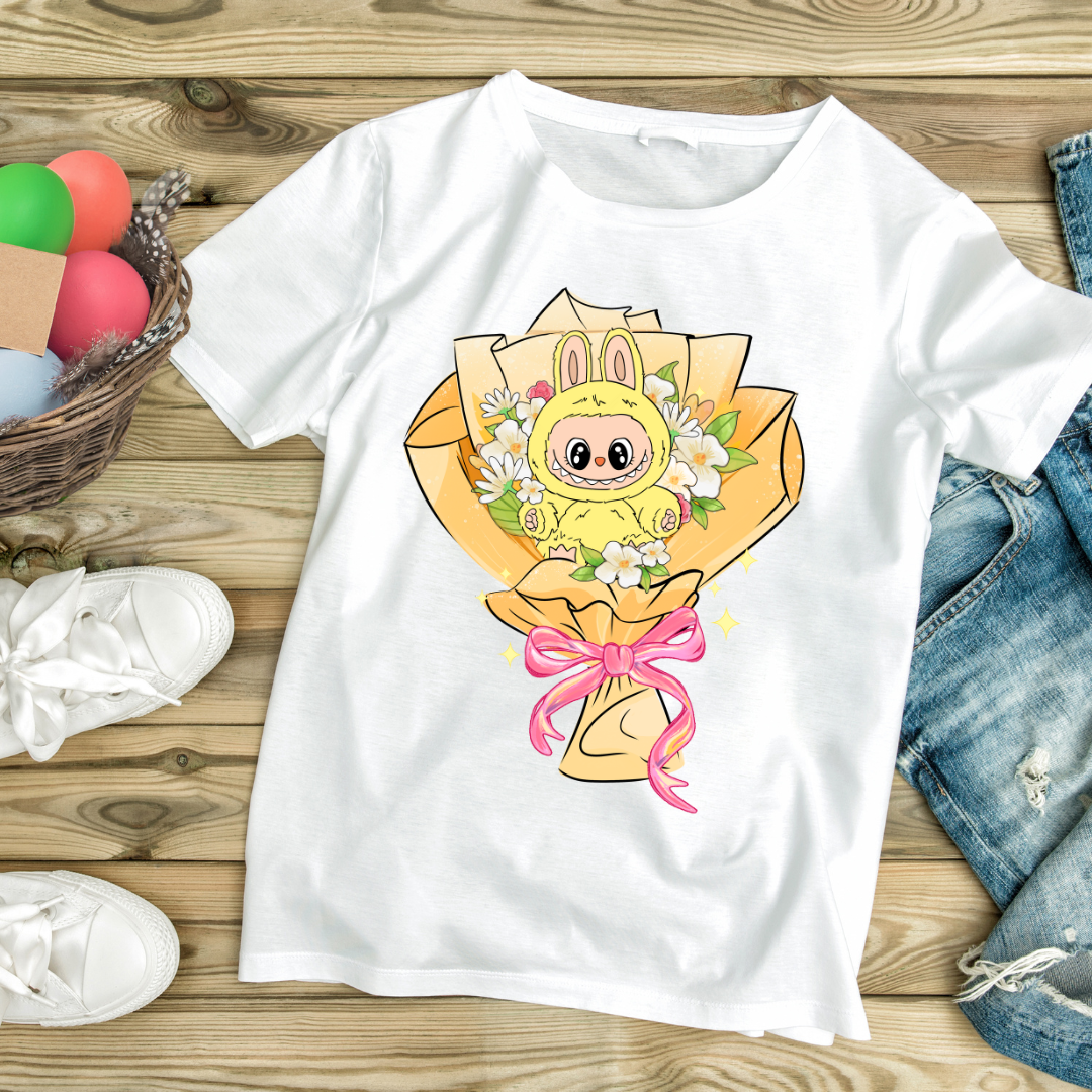 ADULT Labubu Flower Bouquet Graphic T-Shirts