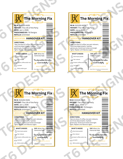 The Morning Fix – 2026 Hangover Kit Party Favor Printable (Digital Download ONLY)