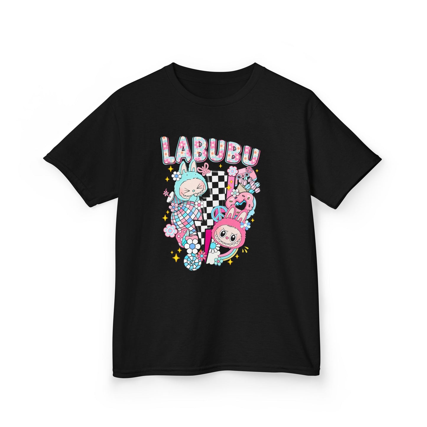 Kids T-Shirt Pastel Labubu and Black and White Design