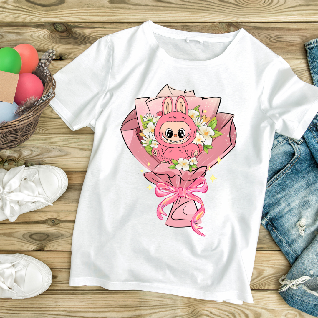 ADULT Labubu Flower Bouquet Graphic T-Shirts