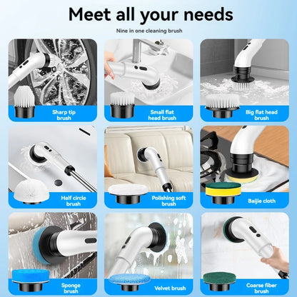 9-in-1 Electric Cleaning Brush – Powerful, Cordless & Built for Every Surface! 🧼⚡