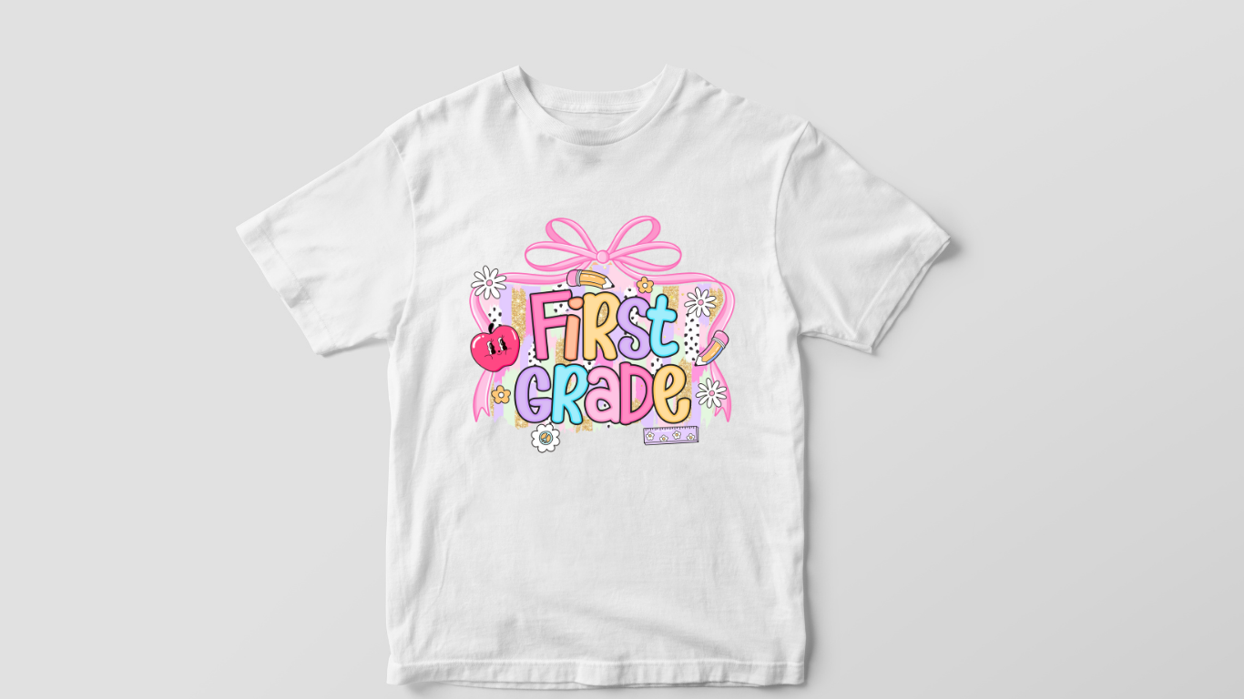 🎀 Girls Pastel Back-to-School Grade Shirts – Pre-K to 6th Grade 🎀