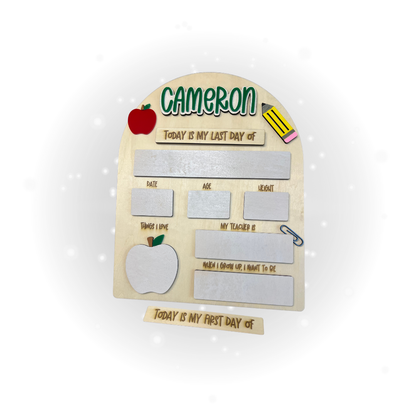 📚 Personalized First & Last Day of School Board – Laser Cut & Reusable