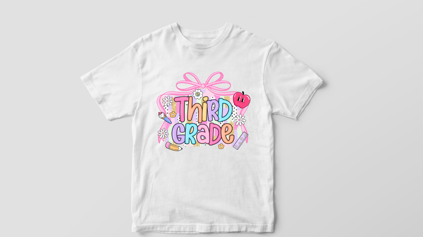 🎀 Girls Pastel Back-to-School Grade Shirts – Pre-K to 6th Grade 🎀
