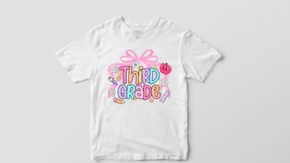 🎀 Girls Pastel Back-to-School Grade Shirts – Pre-K to 6th Grade 🎀