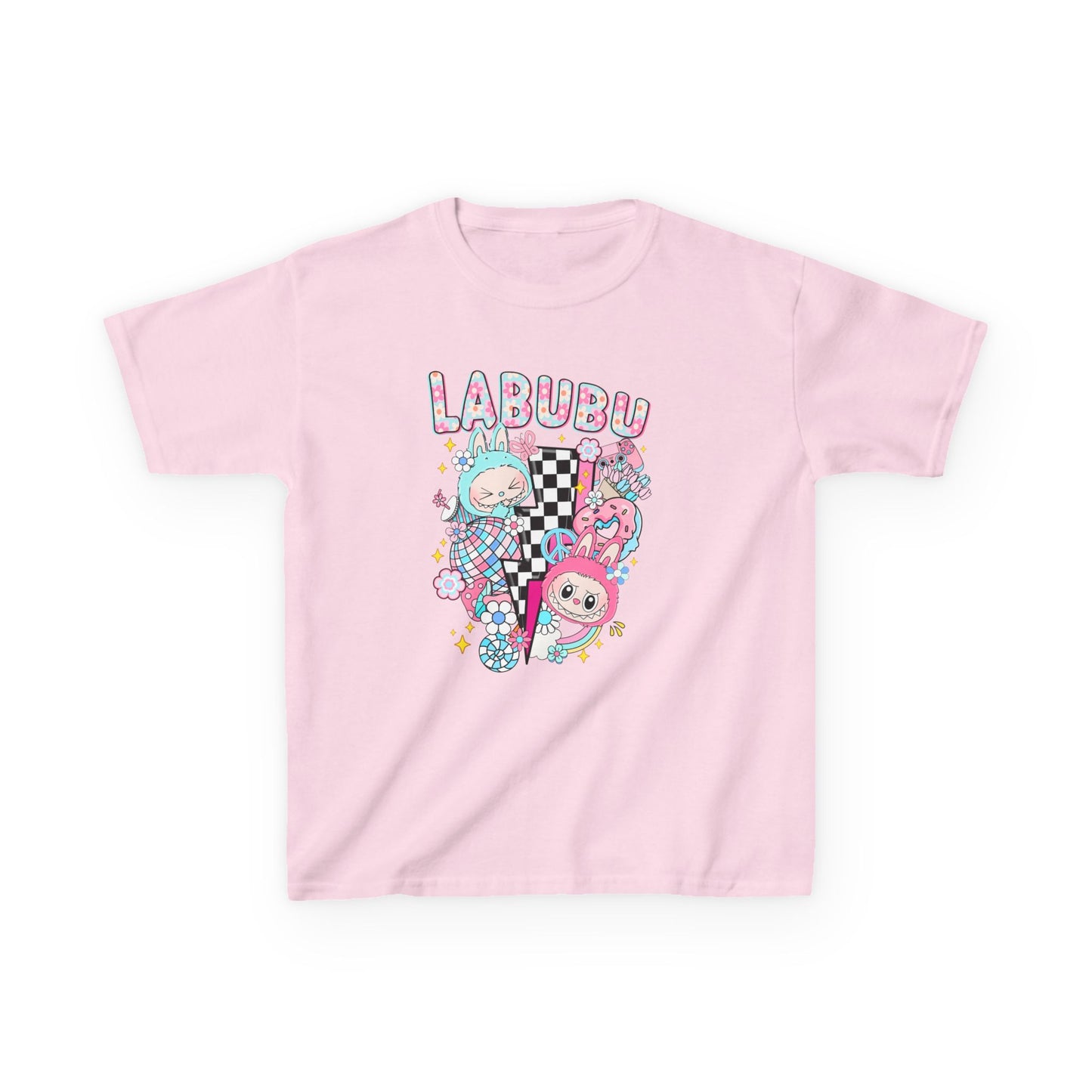 Kids T-Shirt Pastel Labubu and Black and White Design