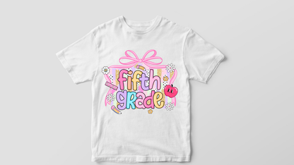 🎀 Girls Pastel Back-to-School Grade Shirts – Pre-K to 6th Grade 🎀