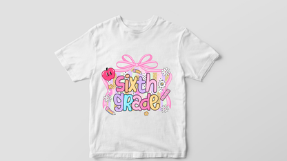 🎀 Girls Pastel Back-to-School Grade Shirts – Pre-K to 6th Grade 🎀