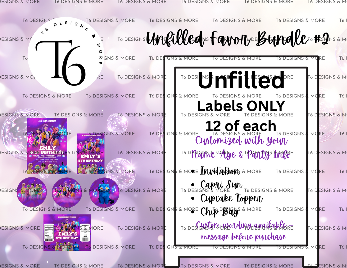 Pop Star Party Favor Labels Bundle #2
