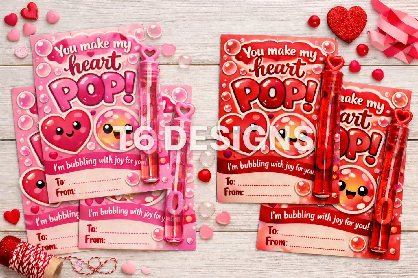 Valentine Bubble Cards – “You Make My Heart POP!” Party Favors