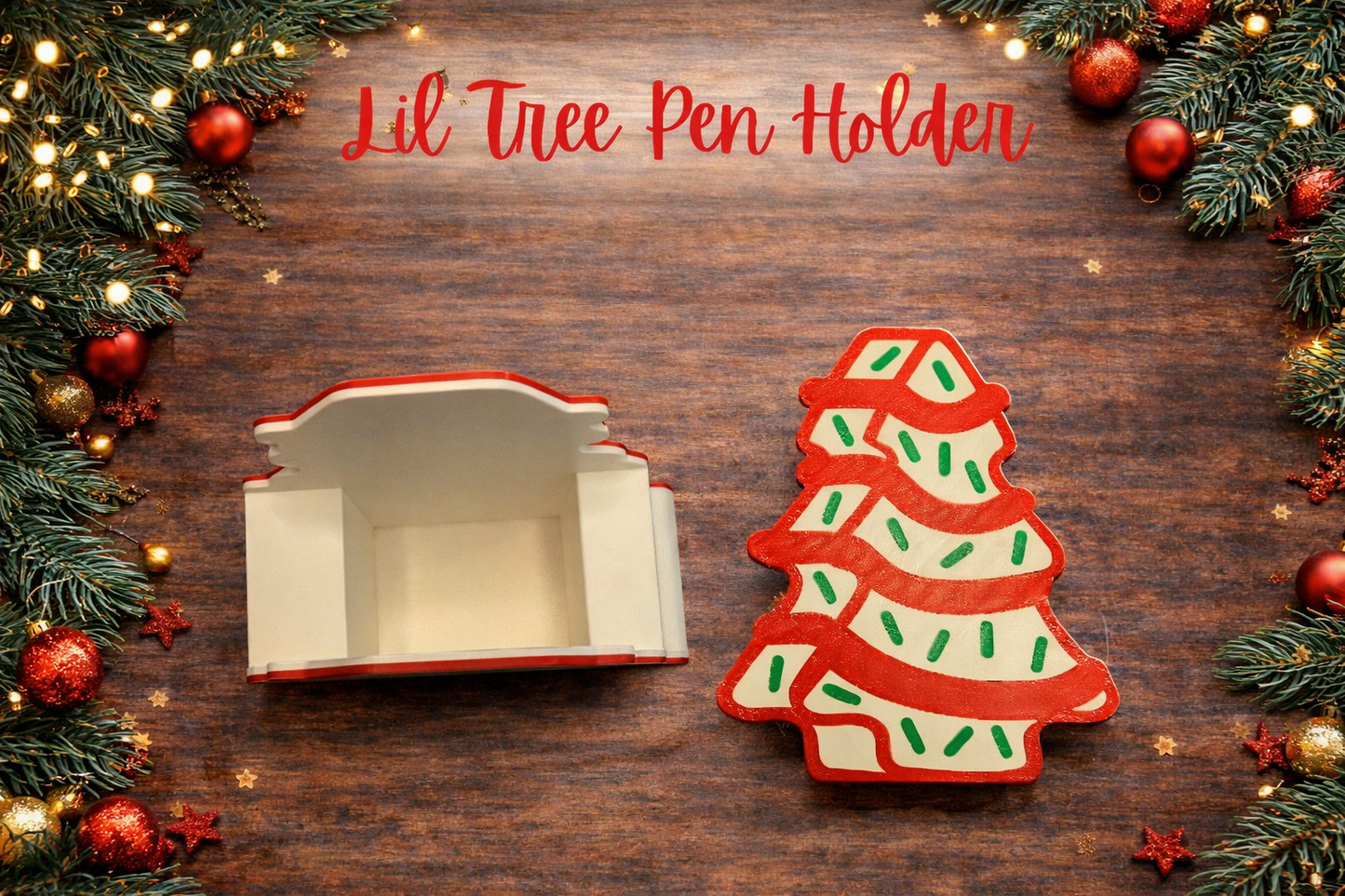 🎄 Little Debbie–Inspired Christmas Tree Pen Holder