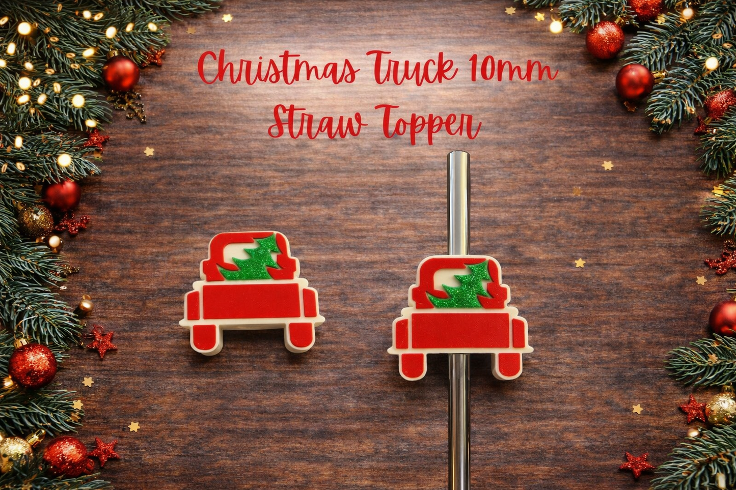 🎄Christmas Truck Straw Toppers