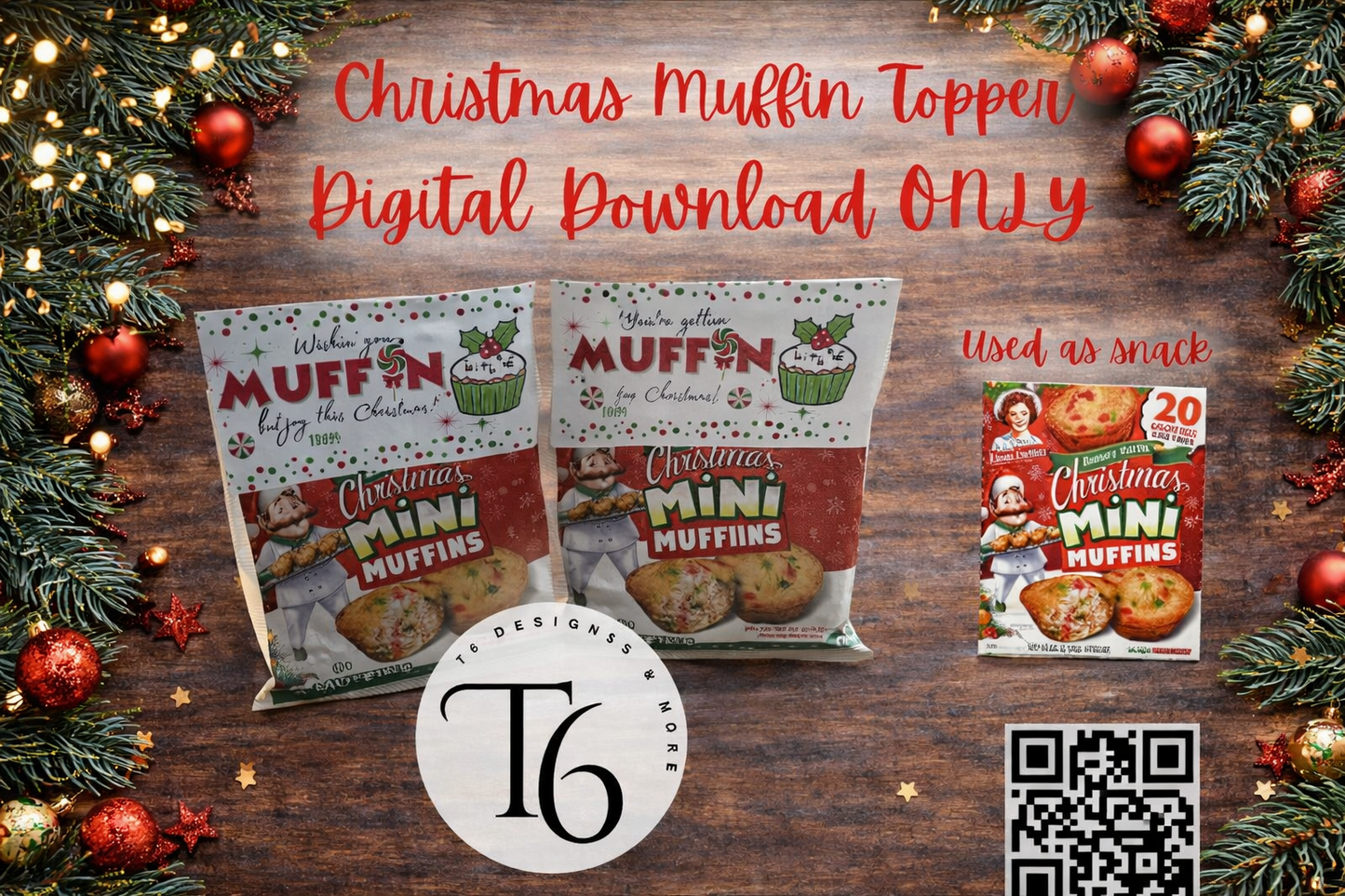 Christmas Muffin Bag Topper Digital Download