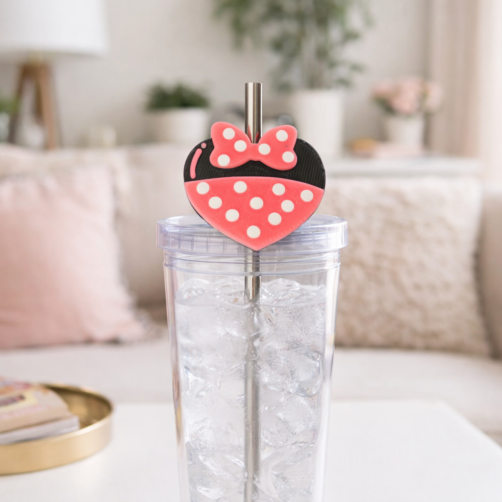 3D Printed Girl Mouse Straw Toppers