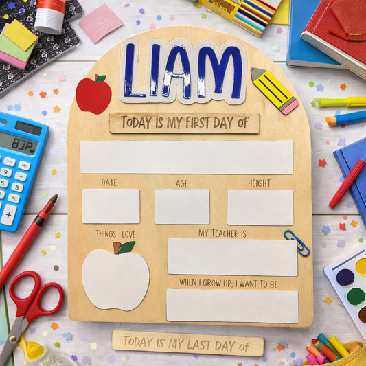 📚 Personalized First & Last Day of School Board – Laser Cut & Reusable