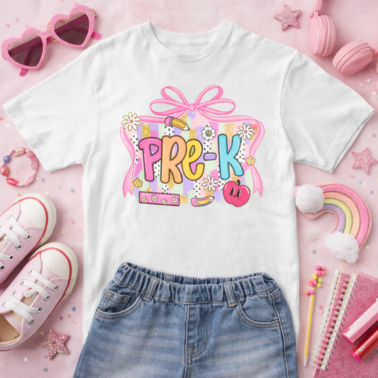 🎀 Girls Pastel Back-to-School Grade Shirts – Pre-K to 6th Grade 🎀