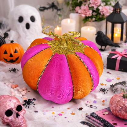 🎃 Hand-Fabricated Hot Pink, Orange & Gold Custom Pumpkins | Fall Décor 🍂