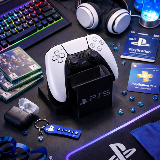3D Printed PS5 Controller Holder – Sleek Stand for Dual Display & Storage