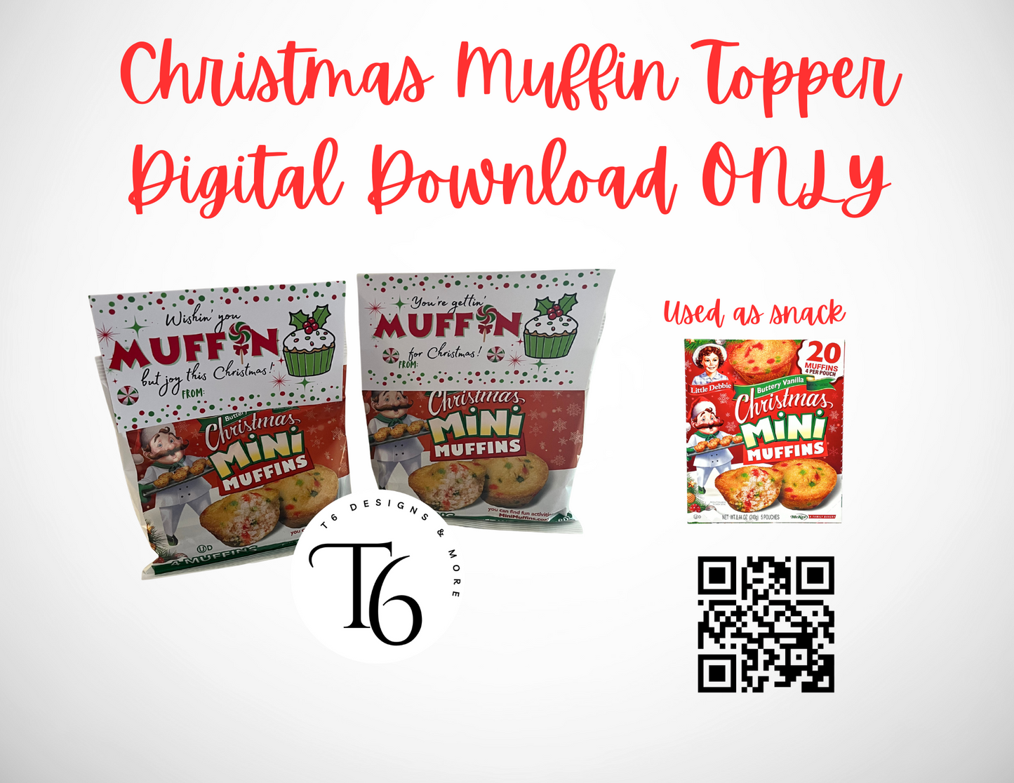 Christmas Muffin Bag Topper Digital Download