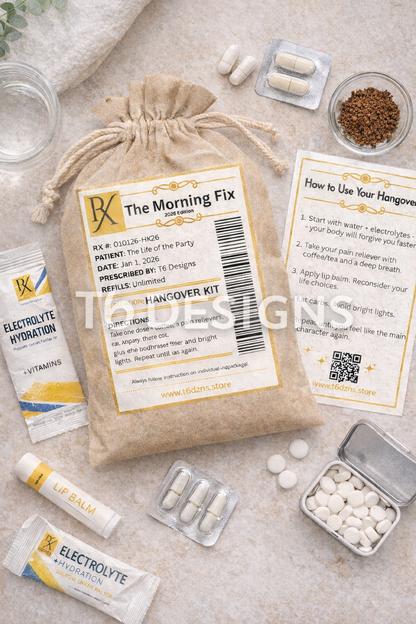The Morning Fix – 2026 Hangover Kit Party Favor Printable (Digital Download ONLY)