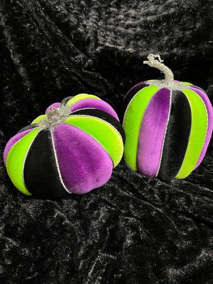 🎃 Hand-Fabricated Black, Purple, Lime Green & Silver Custom Pumpkins | Fall Décor 🍂