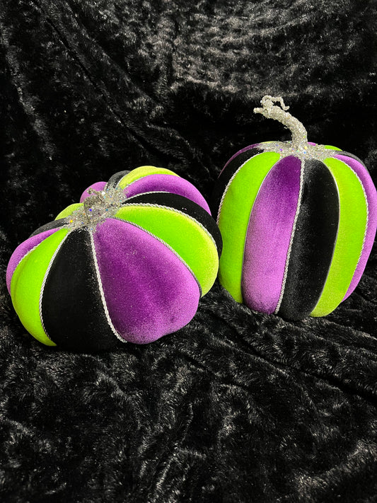 🎃 Hand-Fabricated Black, Purple, Lime Green & Silver Custom Pumpkins | Fall Décor 🍂
