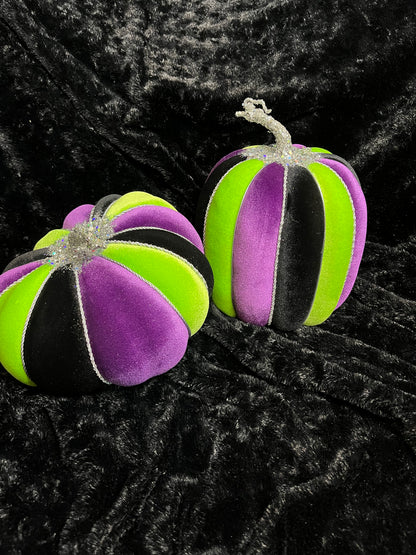 🎃 Hand-Fabricated Black, Purple, Lime Green & Silver Custom Pumpkins | Fall Décor 🍂