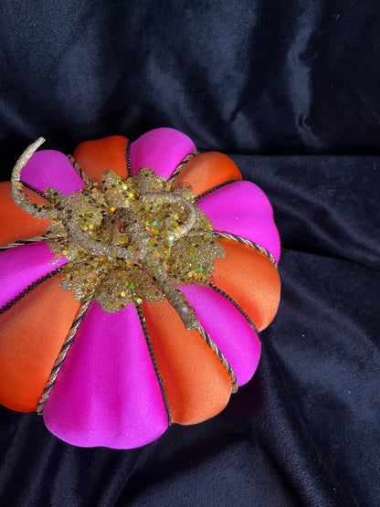 🎃 Hand-Fabricated Hot Pink, Orange & Gold Custom Pumpkins | Fall Décor 🍂