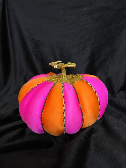 🎃 Hand-Fabricated Hot Pink, Orange & Gold Custom Pumpkins | Fall Décor 🍂