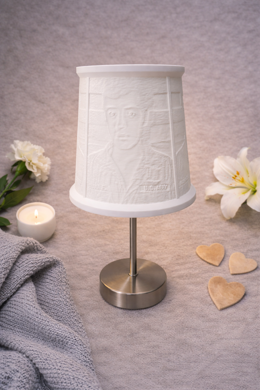 Custom 3D Printed Memorial Lithophane Lampshade – Personalized Photo Light
