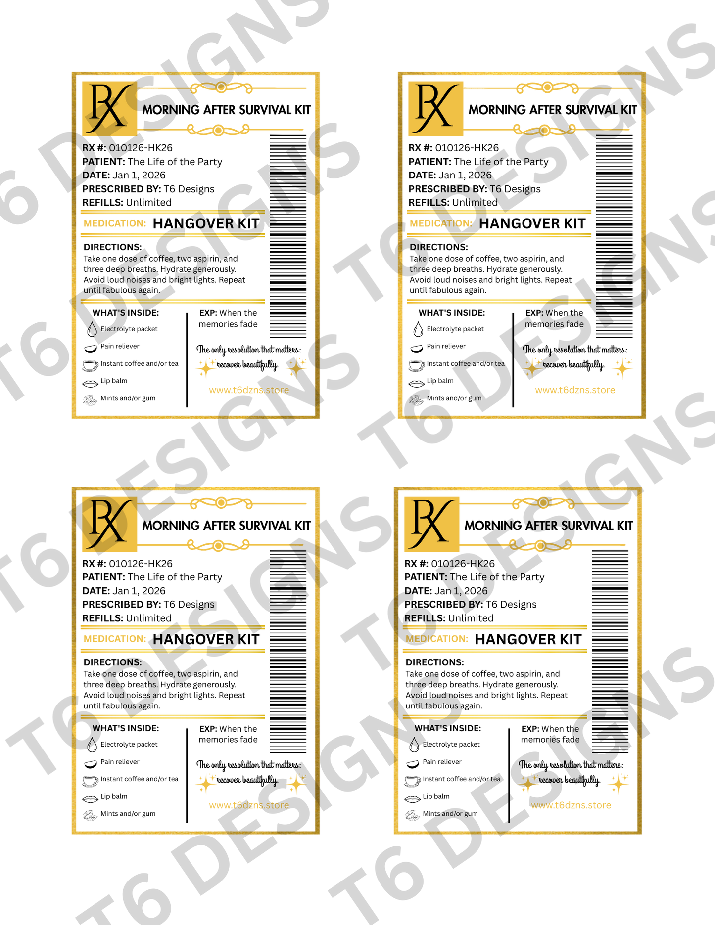 The Morning Fix – 2026 Hangover Kit Party Favor Printable (Digital Download ONLY)