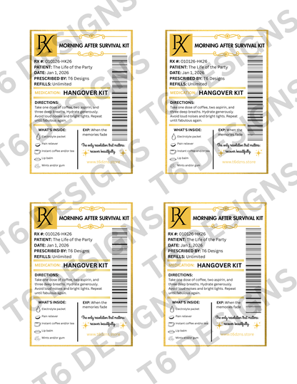 The Morning Fix – 2026 Hangover Kit Party Favor Printable (Digital Download ONLY)